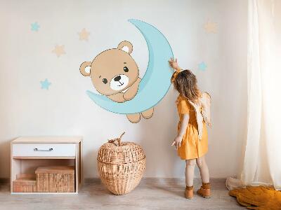 Autocollant mural 80x88 Un mignon ours en peluche avec la lune et les étoiles en arrière-plan