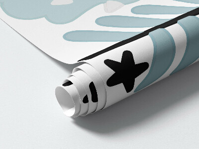 Autocollant mural 80x135 Dinosaures dans une végétation pastel