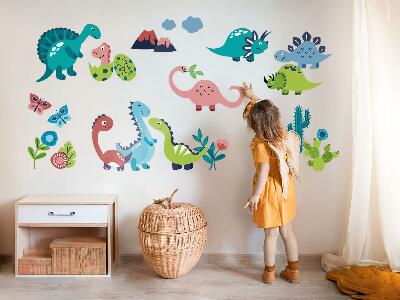 Autocollant mural 80x144 Dinosaures joyeux dans une palette pastel