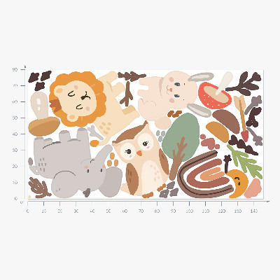 Autocollant mural 80x146 Un charmant motif animalier bohème