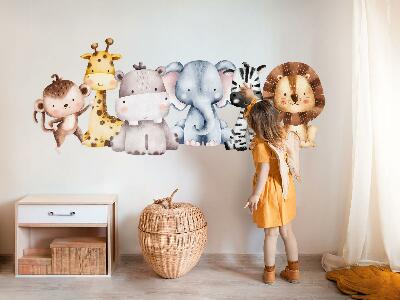 Autocollant mural 80x132 Animaux de safari dans une charmante esthétique pastel