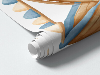 Autocollant mural 80x106 Créatures marines et un bateau à l'aquarelle pastel