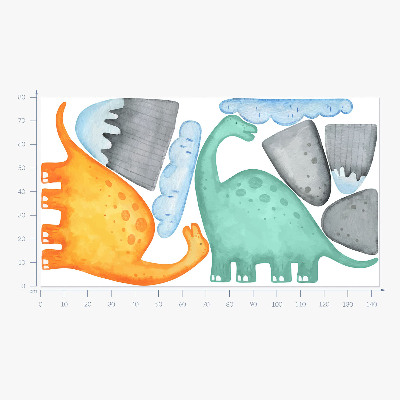 Autocollant mural 80x143 Dinosaures dans des paysages à l'aquarelle pastel