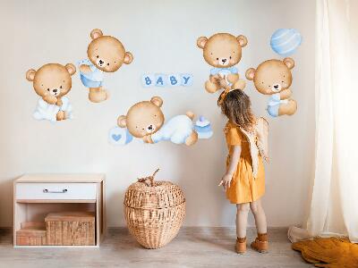 Autocollant mural 80x137 Ours en peluche pastel en version aquarelle