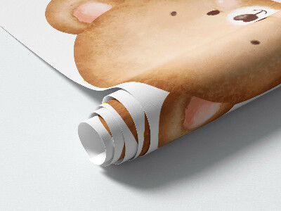 Autocollant mural 80x140 Ours en peluche à l'aquarelle pastel dans une version charmante