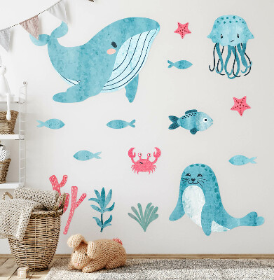 Autocollant mural 80x146 Un paradis marin dans un style aquarelle