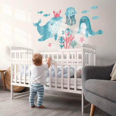 Autocollant mural 80x146 Un paradis marin dans un style aquarelle