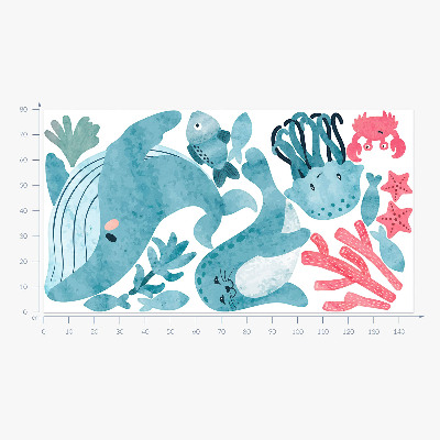 Autocollant mural 80x146 Un paradis marin dans un style aquarelle