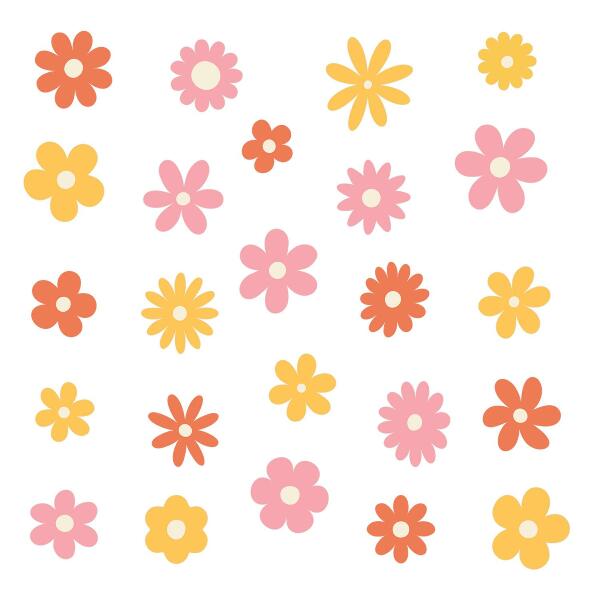 Autocollant mural 80x112 Des accents floraux pastel dans une version joyeuse