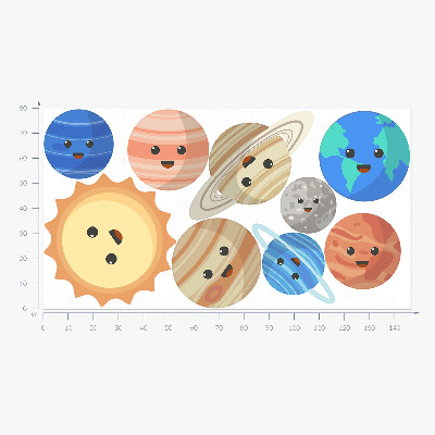 Autocollant mural 80x146 De belles planètes dans une danse cosmique