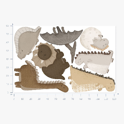 Autocollant mural 80x122 Dinosaures bohèmes pastel mignons