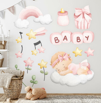 Autocollant mural 80x114 Décorations aquarelles pastel pour une petite princesse