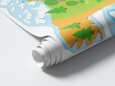 Autocollant mural 80x114 Carte du monde en pastel, contours pédagogiques