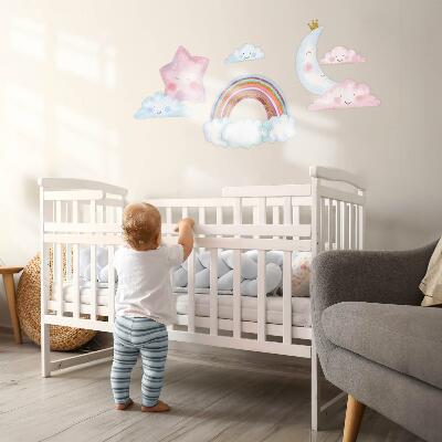 Autocollant mural 80x110 Ciel magique pastel dans un style aquarelle