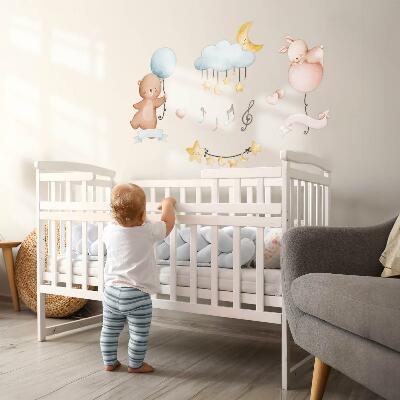 Autocollant mural 80x119 Animaux en ballons dans un ciel pastel