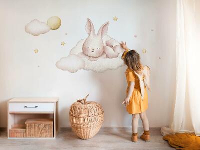 Autocollant mural 80x69 Lapin sur les nuages et aquarelles pastel