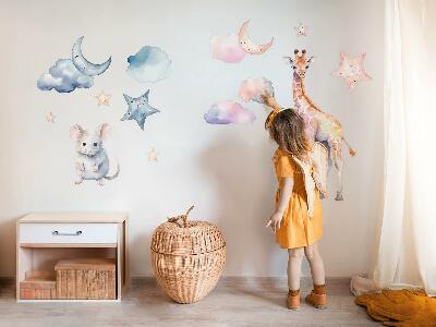 Autocollant mural 80x76 Merveilles nocturnes de la nature dans un style aquarelle pastel