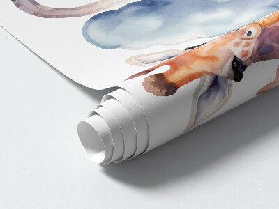 Autocollant mural 80x76 Merveilles nocturnes de la nature dans un style aquarelle pastel