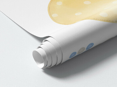 Autocollant mural 80x125 Lapins avec des ballons dans un arc-en-ciel pastel