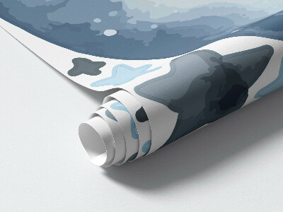 Autocollant mural 80x138 Lune et étoile dans un style aquarelle nocturne