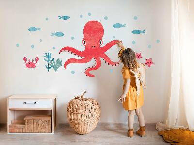 Autocollant mural 80x85 Pieuvre dans un style aquarelle pastel
