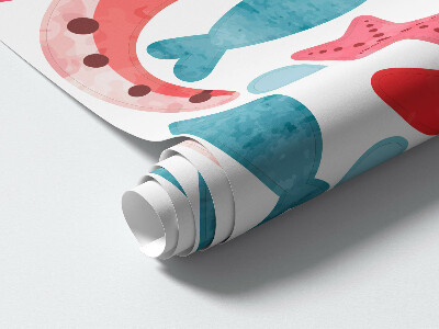 Autocollant mural 80x85 Pieuvre dans un style aquarelle pastel