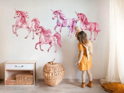Autocollant mural 80x116 Aquarelle pastel Chevaux et licornes