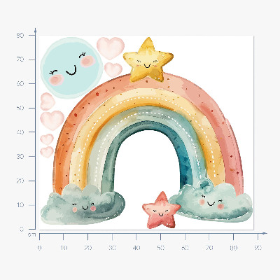 Autocollant mural 80x88 Arc-en-ciel pastel avec des étoiles dans la nature