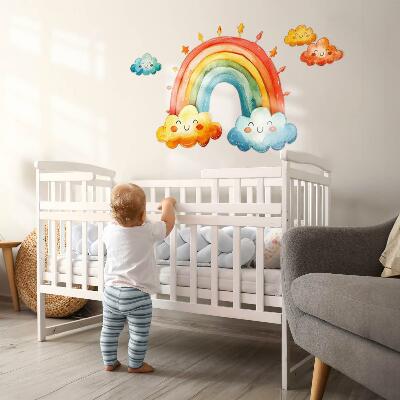 Autocollant mural 80x95 Nuages colorés et ciel aquarelle arc-en-ciel