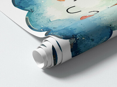 Autocollant mural 80x95 Nuages colorés et ciel aquarelle arc-en-ciel