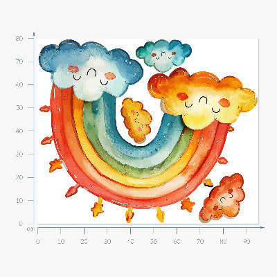 Autocollant mural 80x95 Nuages colorés et ciel aquarelle arc-en-ciel