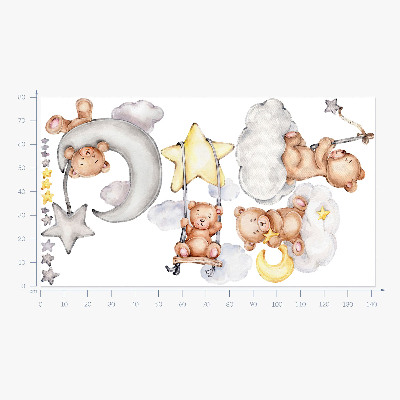 Autocollant mural 80x142 Ours en peluche dans un ciel pastel aquarelle
