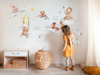 Autocollant mural 80x113 Aquarelles d'animaux mignons aux pastels