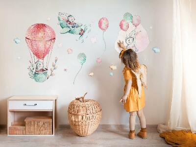 Autocollant mural 80x94 Des lapins dans un paradis bohème pastel