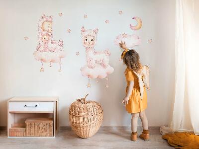 Autocollant mural 80x144 Moutons pastel sur nuages et étoiles