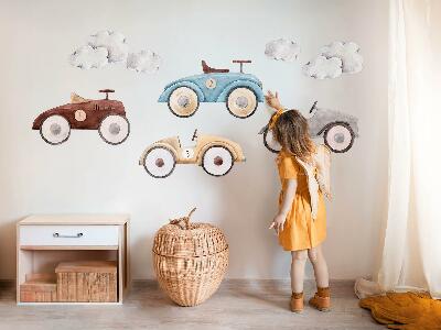 Autocollant mural 80x126 Voitures pastel et nuages ​​aquarelles subtils