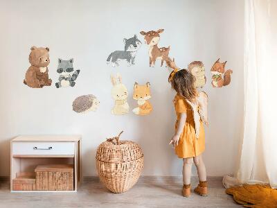 Autocollant mural 80x139 Créatures de la forêt au pastel dans un style aquarelle