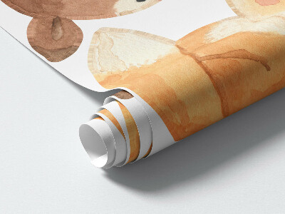 Autocollant mural 80x139 Créatures de la forêt au pastel dans un style aquarelle