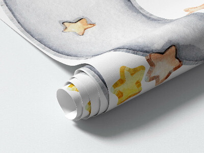 Autocollant mural 80x109 Animaux pastel dans les nuages et les étoiles