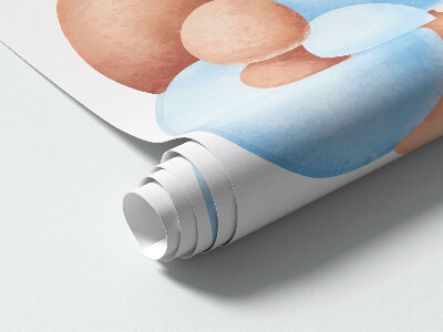 Autocollant mural 80x139 Ours en peluche mignons avec des ballons dans des tons pastel