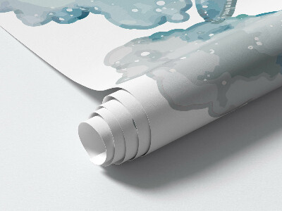 Autocollant mural 80x127 Safari avec des animaux sauvages peints dans les nuages