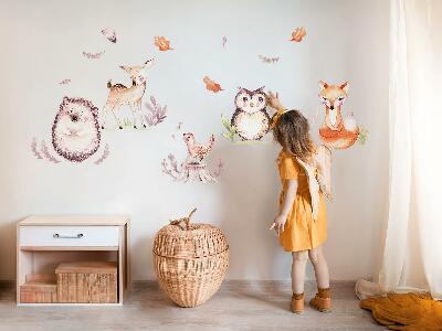 Autocollant mural 80x95 Créatures de la forêt à l'aquarelle pastel