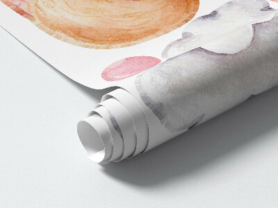 Autocollant mural 80x108 Animaux mignons dans un style aquarelle pastel