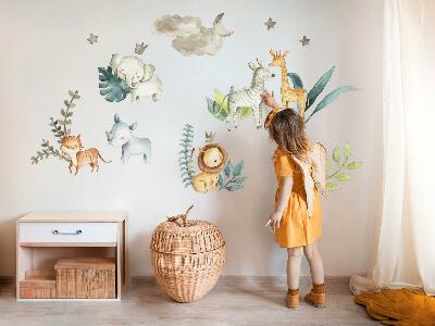 Autocollant mural 80x127 Animaux mignons dans un style bohème pastel