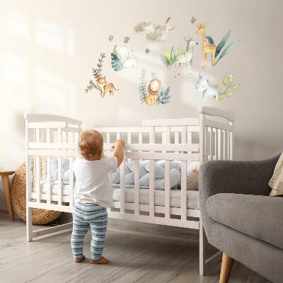 Autocollant mural 80x127 Animaux mignons dans un style bohème pastel