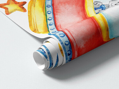 Autocollant mural 80x140 Animaux colorés dans un espace aquarelle