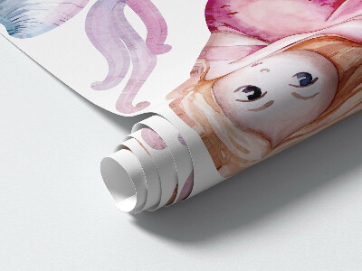 Autocollant mural 80x101 Un pays sous-marin de sirènes pastel et de faune