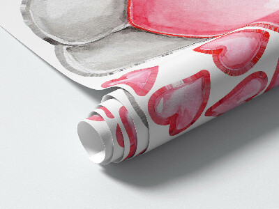 Autocollant mural 80x134 Aquarelle pastel avec des bols et des lapins dans des coeurs