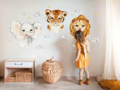 Autocollant mural 80x127 Animaux dans les nuages dans un style aquarelle