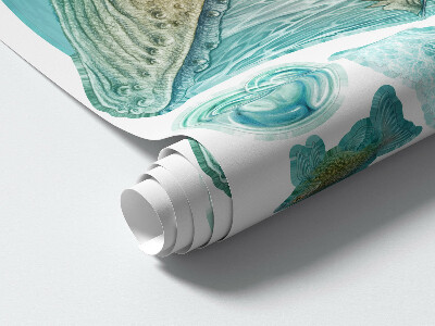 Autocollant mural 80x94 Royaume sous-marin avec un navire de dessin animé